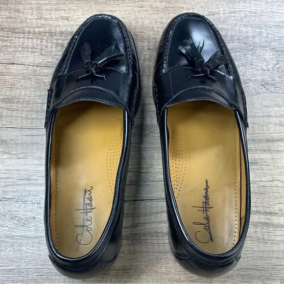 Cole Haan~Men's~Black Leather Pinch Tassel Loafers~Size 11D