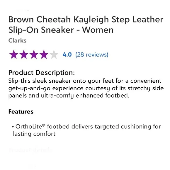 Collection by Clarks Cheetah Print Kayleigh Step Leather Slip-On Sneakers Size 5