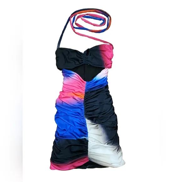 Colorful Halter Cutout Dress