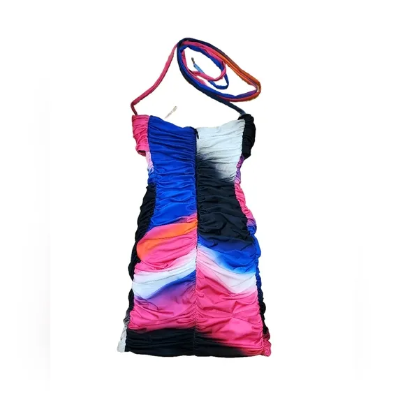 Colorful Halter Cutout Dress