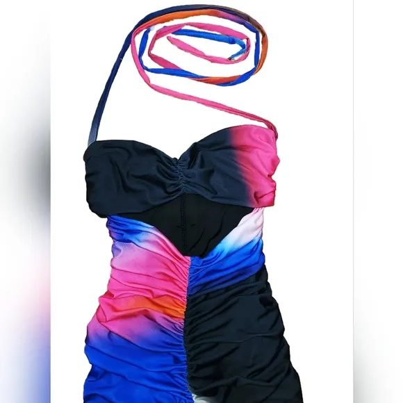 Colorful Halter Cutout Dress