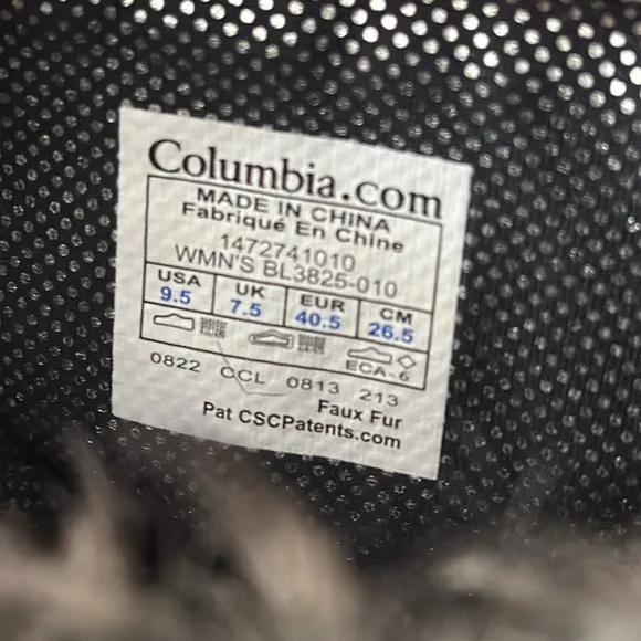 COLUMBIA BLACK MINX MID 3 OMNI-HEAT WATERPROOF BLACK FOIL WINTER BOOTS SZ 9.5