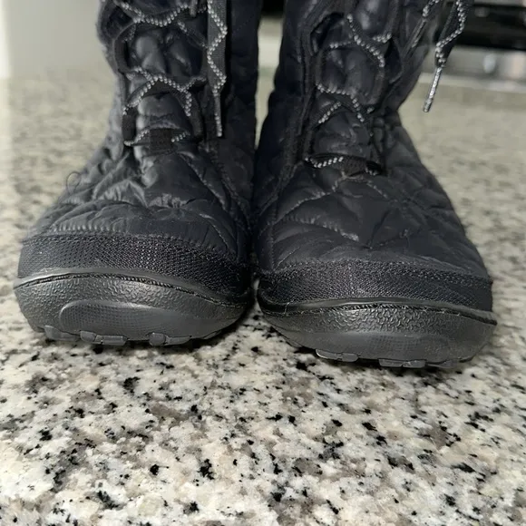 COLUMBIA BLACK MINX MID 3 OMNI-HEAT WATERPROOF BLACK FOIL WINTER BOOTS SZ 9.5