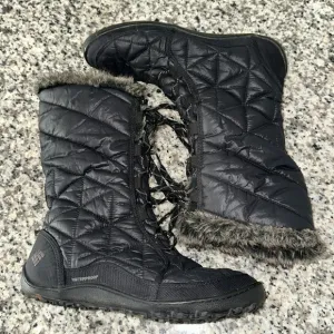 COLUMBIA BLACK MINX MID 3 OMNI-HEAT WATERPROOF BLACK FOIL WINTER BOOTS SZ 9.5