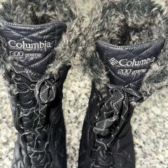 COLUMBIA BLACK MINX MID 3 OMNI-HEAT WATERPROOF BLACK FOIL WINTER BOOTS SZ 9.5