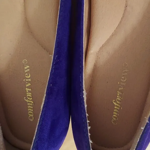 ComfortView Colette Purple Faux Suede Microfiber Kitten Heel Flats w/Bow Size 9