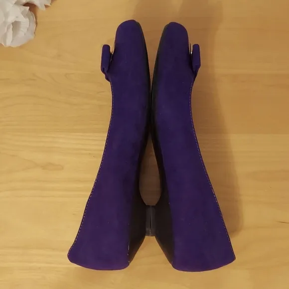 ComfortView Colette Purple Faux Suede Microfiber Kitten Heel Flats w/Bow Size 9