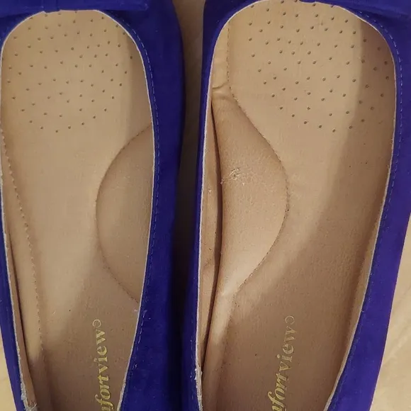 ComfortView Colette Purple Faux Suede Microfiber Kitten Heel Flats w/Bow Size 9