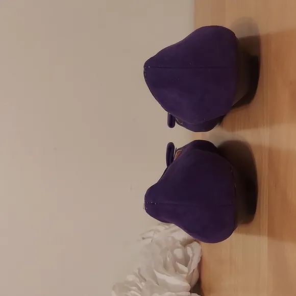 ComfortView Colette Purple Faux Suede Microfiber Kitten Heel Flats w/Bow Size 9