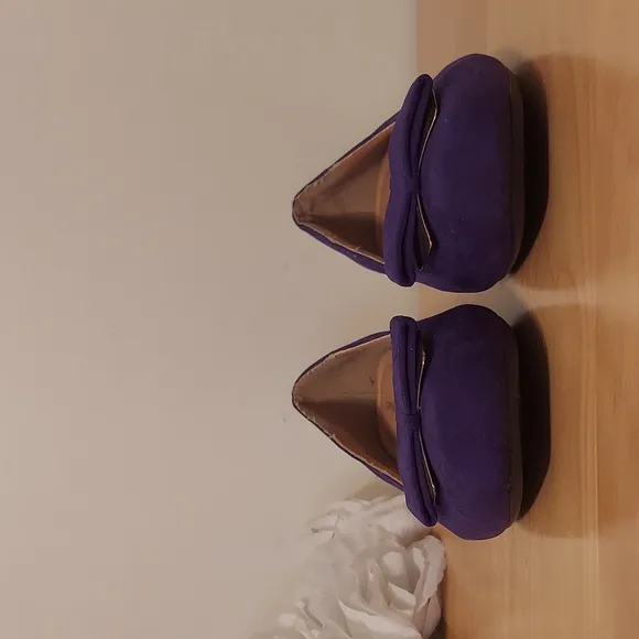 ComfortView Colette Purple Faux Suede Microfiber Kitten Heel Flats w/Bow Size 9