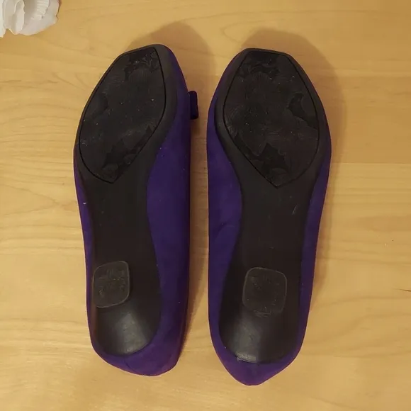 ComfortView Colette Purple Faux Suede Microfiber Kitten Heel Flats w/Bow Size 9