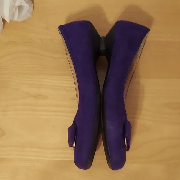 ComfortView Colette Purple Faux Suede Microfiber Kitten Heel Flats w/Bow Size 9