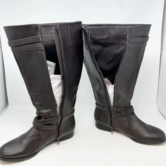 Comfortview Janis Leather Tall Riding Boots Women's Size 9W