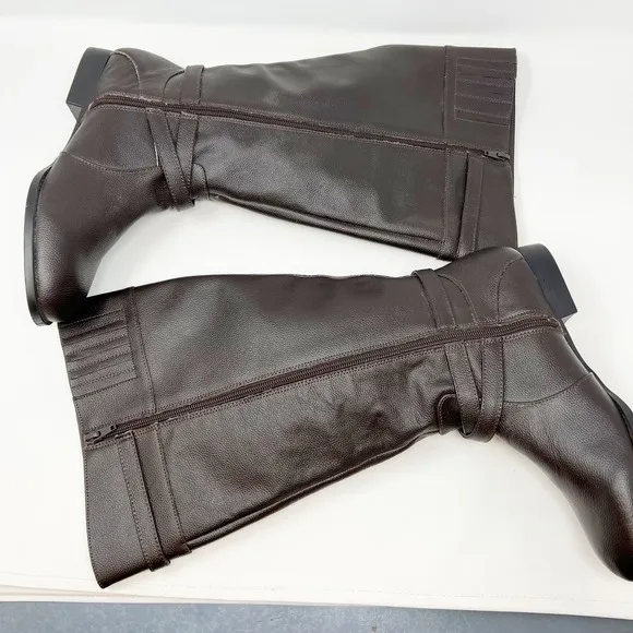 Comfortview Janis Leather Tall Riding Boots Women's Size 9W