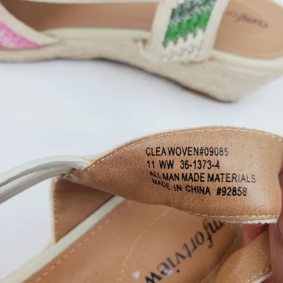Comforview Clea Woven Slingback Wedge Multi color Sandals size 11 W