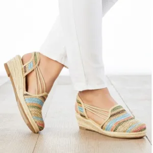 Comforview Clea Woven Slingback Wedge Multi color Sandals size 11 W
