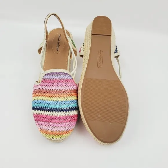 Comforview Clea Woven Slingback Wedge Multi color Sandals size 11 W