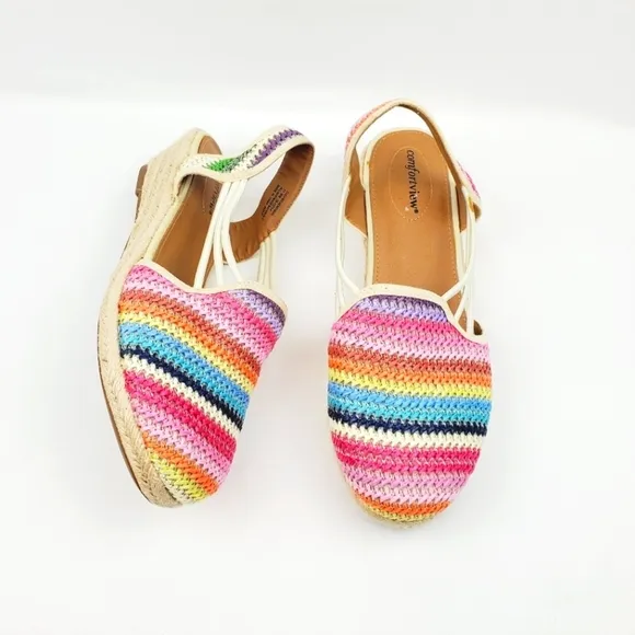 Comforview Clea Woven Slingback Wedge Multi color Sandals size 11 W