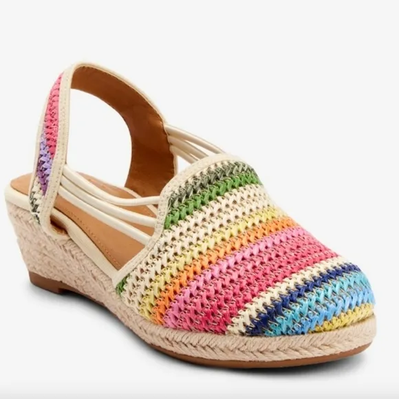 Comforview Clea Woven Slingback Wedge Multi color Sandals size 11 W