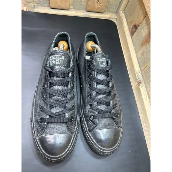 Converse All Star Black Leather Unisex Sneakers Size 8 Mens / 10 Womens