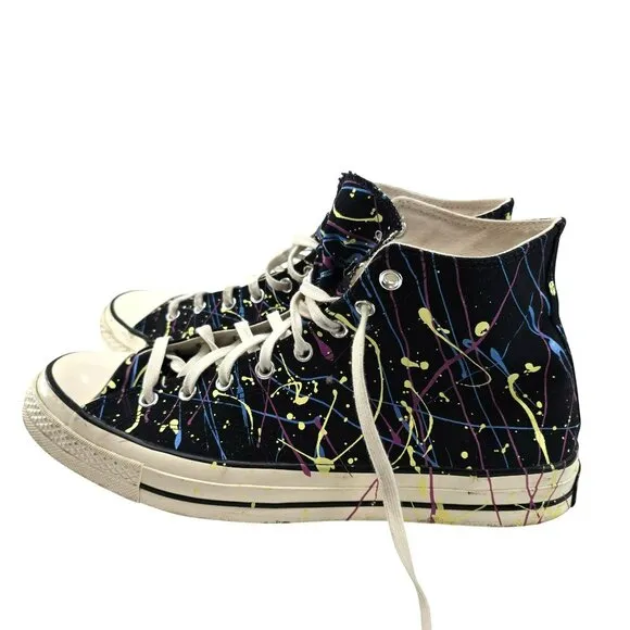 Converse Chuck 70 High Top Sneakers Black Paint Splatter Size 13 Mens jj3688