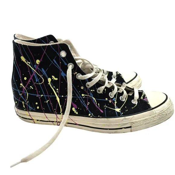 Converse Chuck 70 High Top Sneakers Black Paint Splatter Size 13 Mens jj3688