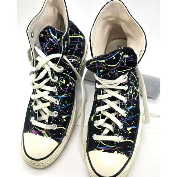 Converse Chuck 70 High Top Sneakers Black Paint Splatter Size 13 Mens jj3688