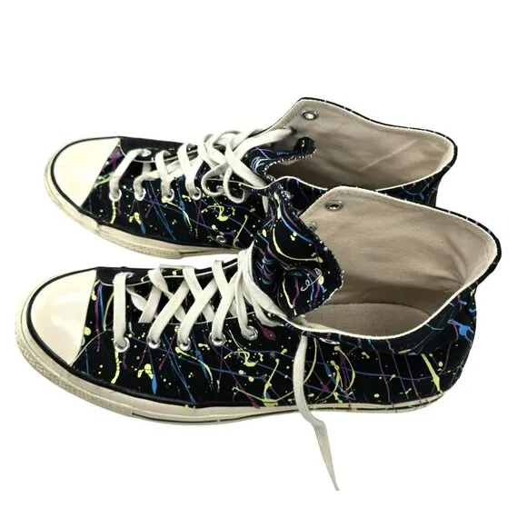 Converse Chuck 70 High Top Sneakers Black Paint Splatter Size 13 Mens jj3688
