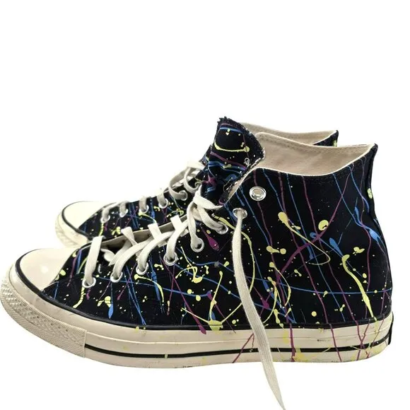 Converse Chuck 70 High Top Sneakers Black Paint Splatter Size 13 Mens jj3688