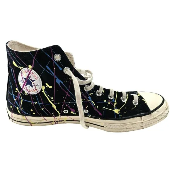 Converse Chuck 70 High Top Sneakers Black Paint Splatter Size 13 Mens jj3688