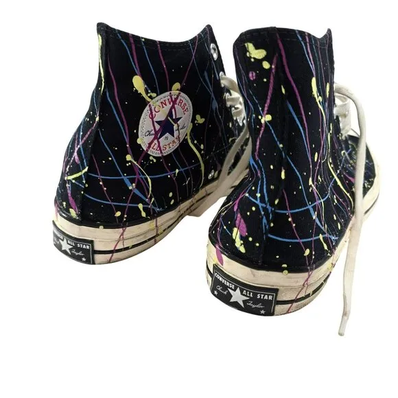 Converse Chuck 70 High Top Sneakers Black Paint Splatter Size 13 Mens jj3688