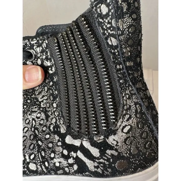 Converse Chuck Taylor All Star Black Metallic Leather Platform Chelsea Hi Top 8