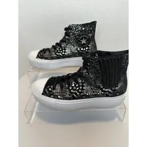 Converse Chuck Taylor All Star Black Metallic Leather Platform Chelsea Hi Top 8