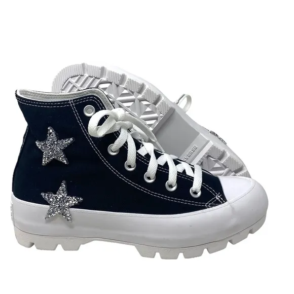 Converse Ctas Lugged Canvas Black Silver Women Shoe Casual Custom 571211C-WTBLWT