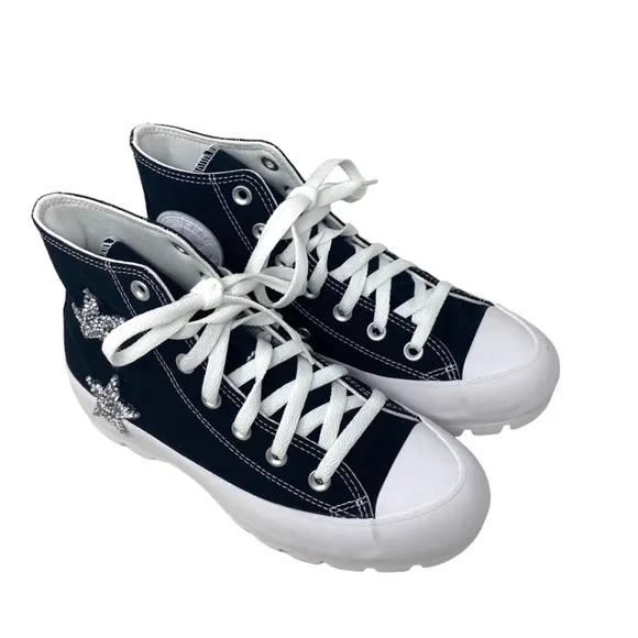 Converse Ctas Lugged Canvas Black Silver Women Shoe Casual Custom 571211C-WTBLWT