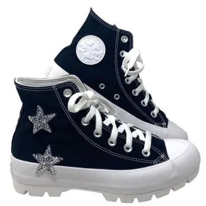 Converse Ctas Lugged Canvas Black Silver Women Shoe Casual Custom 571211C-WTBLWT
