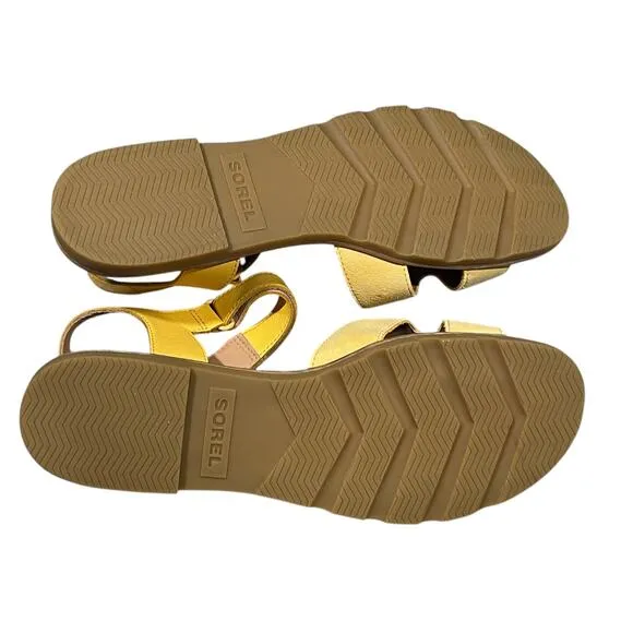 Copied - Sorel Womens Ella III Ankle Strap Flat Leather Sandals Yellow Size 10.5