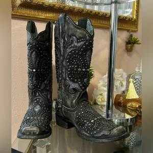 Corral Black Studded Western Boots Size 7.5