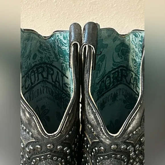 Corral Black Studded Western Boots Size 7.5