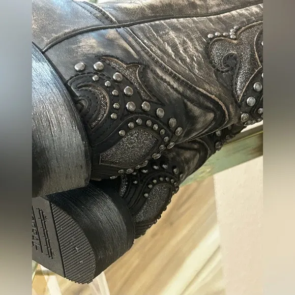 Corral Black Studded Western Boots Size 7.5