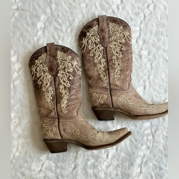 Corral Boot Company Teens Size 3 Cowgirl Snip Toe Boots EUC