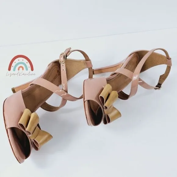 Corso Como Alfazema Genuine Patent Leather Burnished Stiletto Heel Bow Sandals