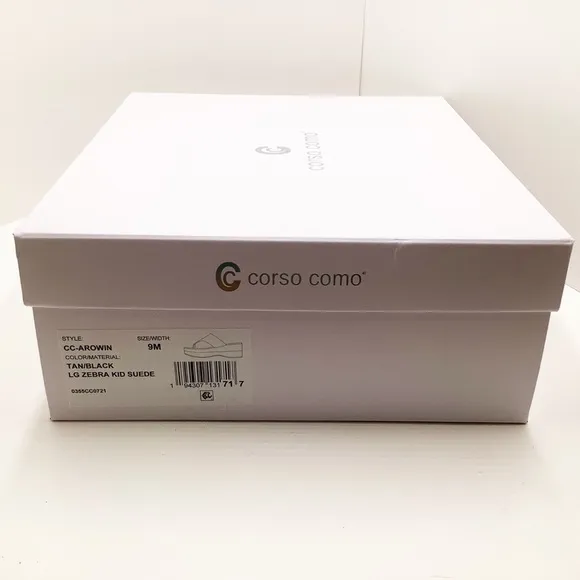🆕{CORSO COMO} Arowin Zebra Print Leather Thong Cork Platform Sandals