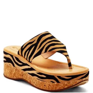 🆕{CORSO COMO} Arowin Zebra Print Leather Thong Cork Platform Sandals