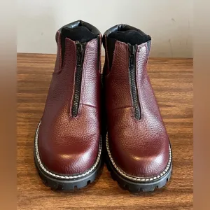 Cougar ‘Dane’ Burgundy Leather Zip Up Boots, Size 7.5