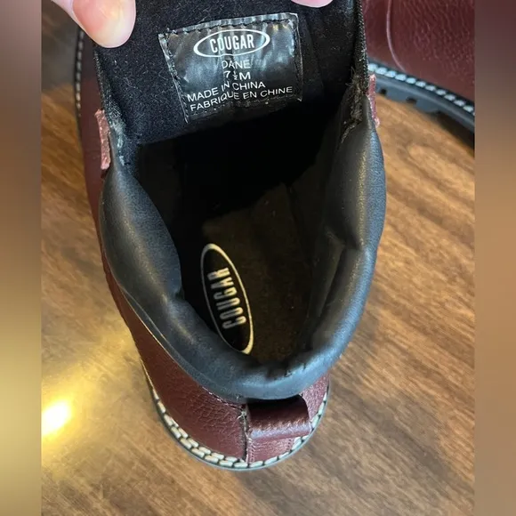 Cougar ‘Dane’ Burgundy Leather Zip Up Boots, Size 7.5