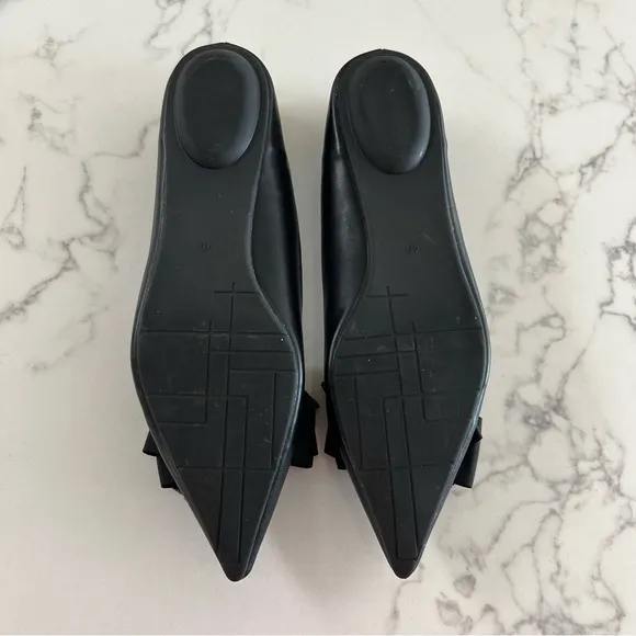 C.Paravano Aida Pointed Bow Flats – Black - Size 40​