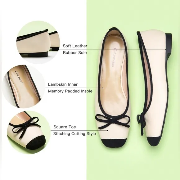 C.Paravano Ballet Flat for Womens Slip On Women's Flats | Square Toe Dress Shoes