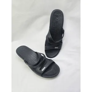 Crocs Patricia Wedge Strappy Slide Slip On Sandals Womens Size 9 Black