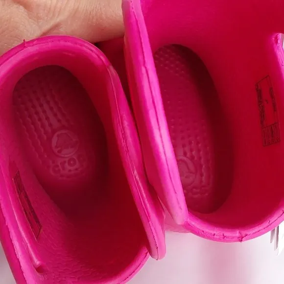 'CROCS' RAIN BOOTS 'HANDL IT' SIDE CUT OUT, EASY PULL~ON, TODDLER 7, CANDY PINK